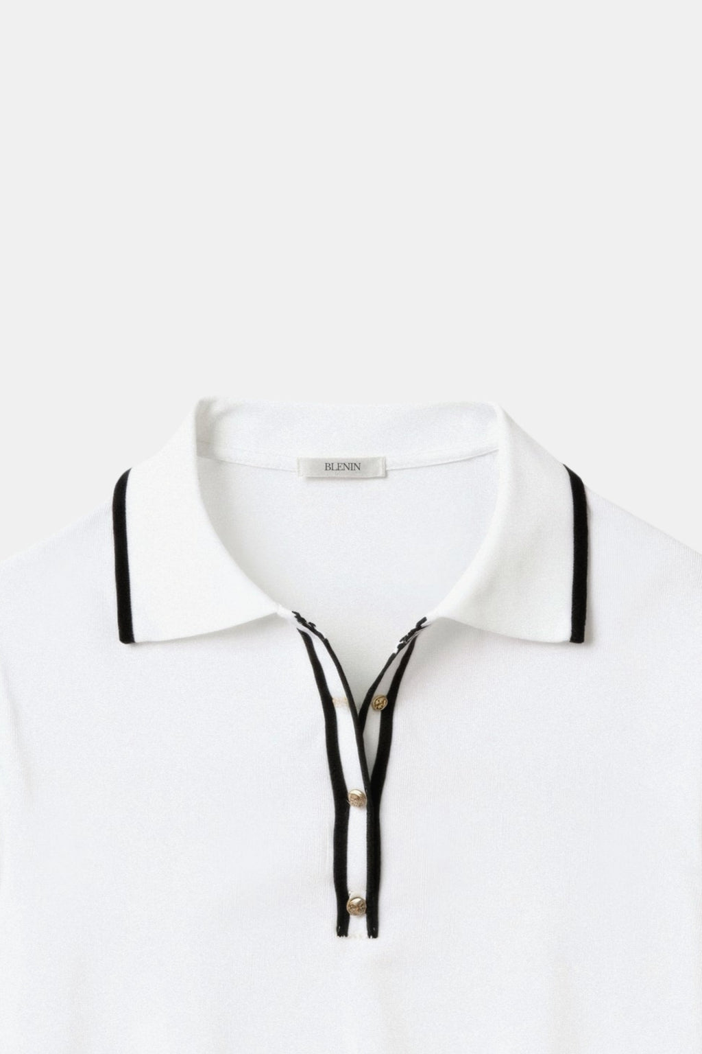 Contrast Elegant Trim Collared Slim Button Up Polo T-Shirt