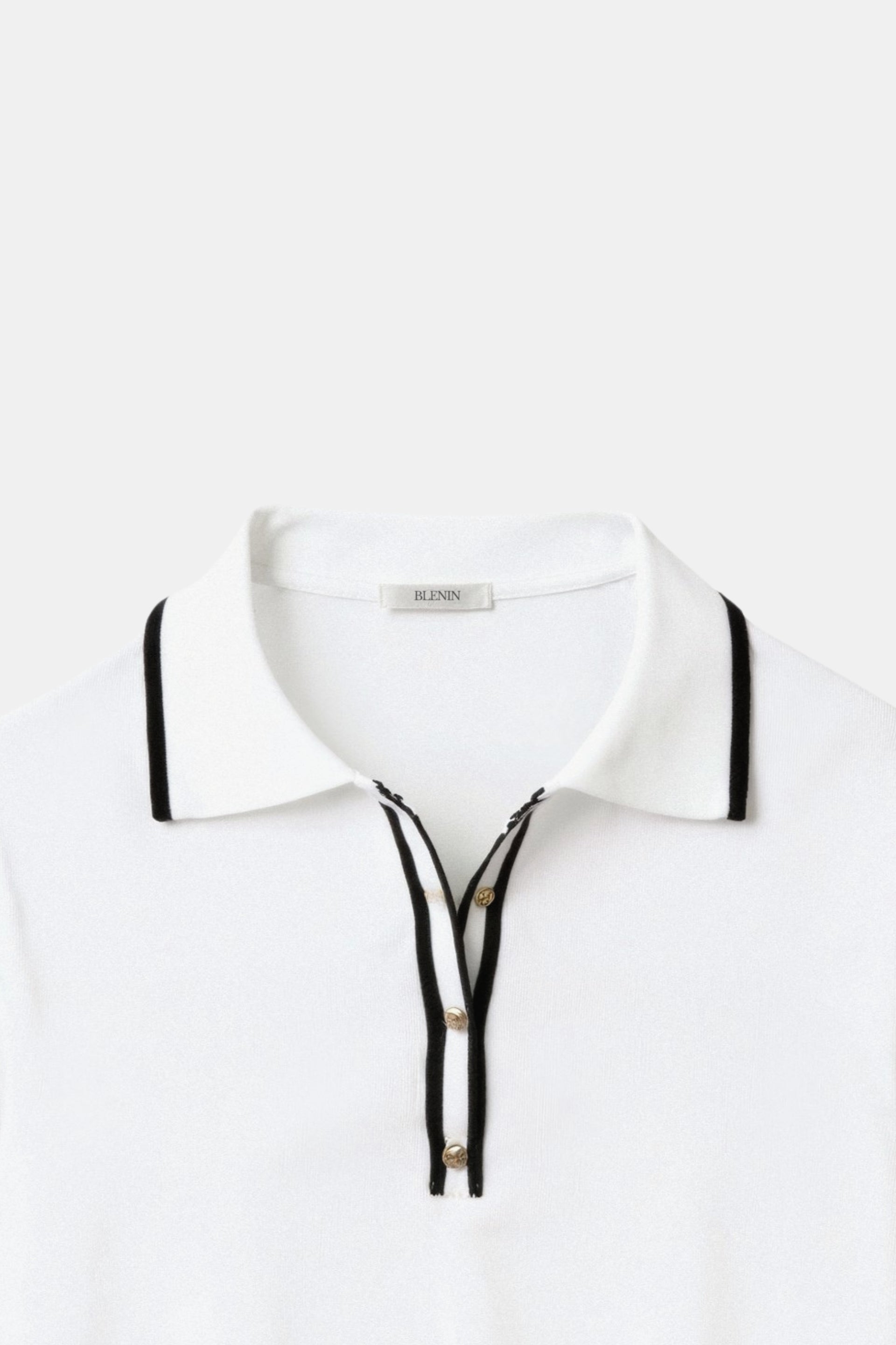 Contrast Elegant Trim Collared Slim Button Up Polo T-Shirt