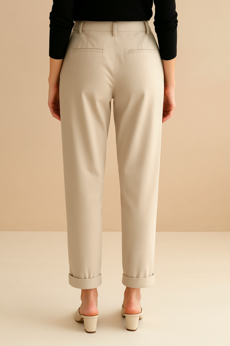 Casual High Waist Solid Button Straight Leg Pants