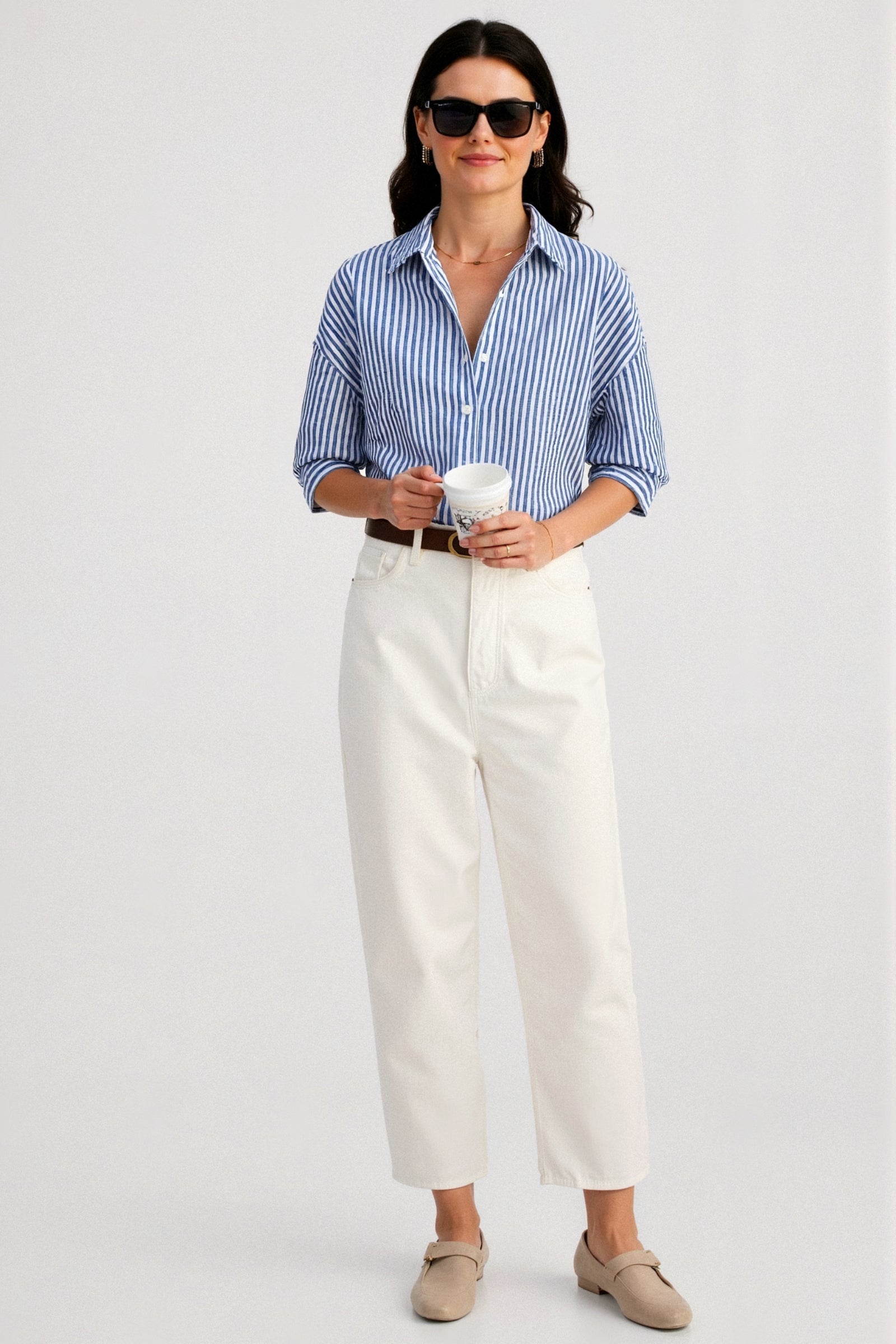 Cotton Striped Button Front Shirt