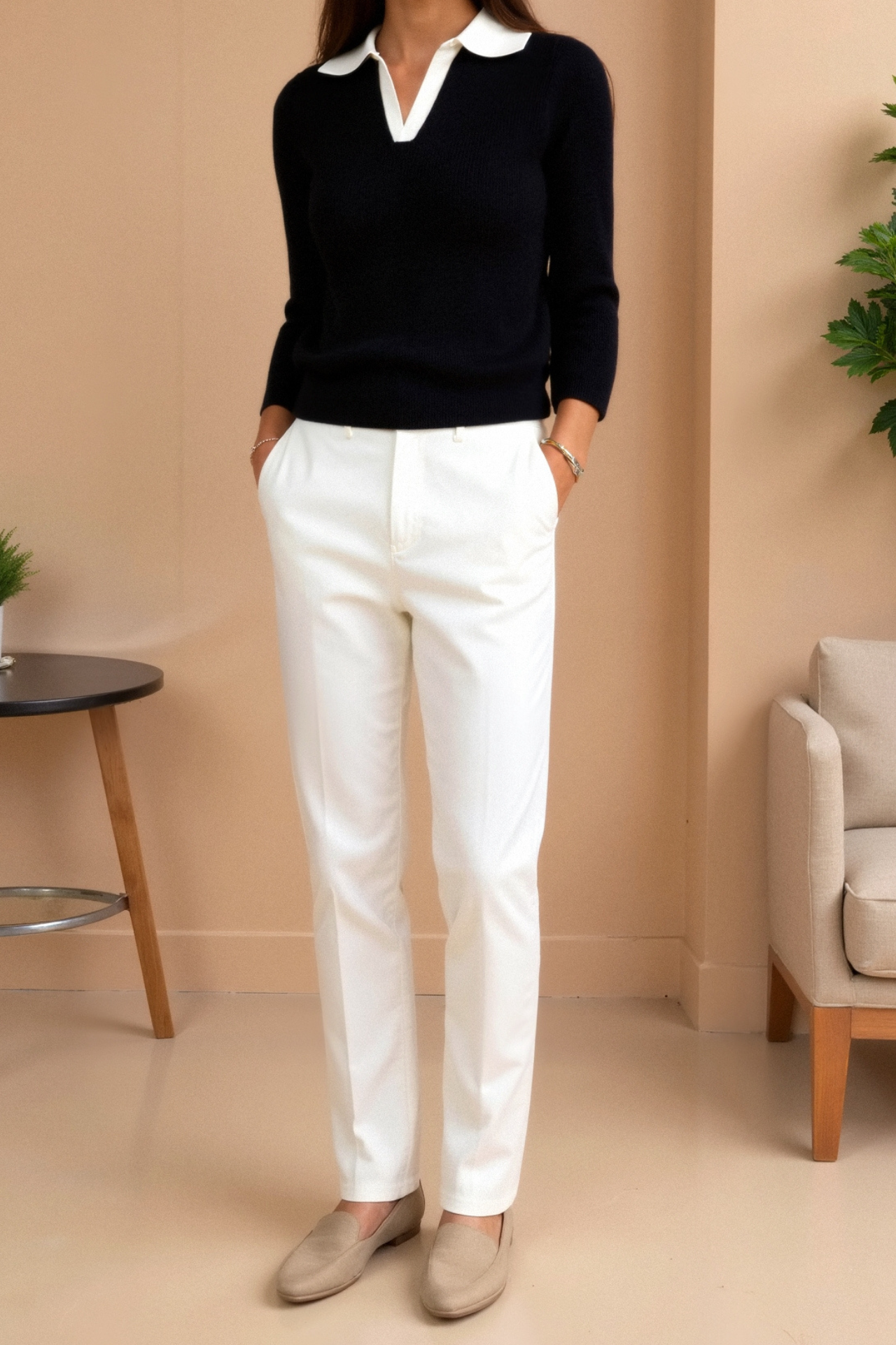 Women's Fashionable Lapel Fresh And Elegant Knitted Polo T-Shirt