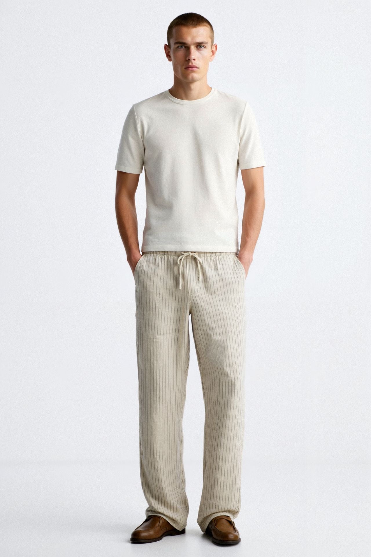 Breathable Solid Drawstring Linen Pants