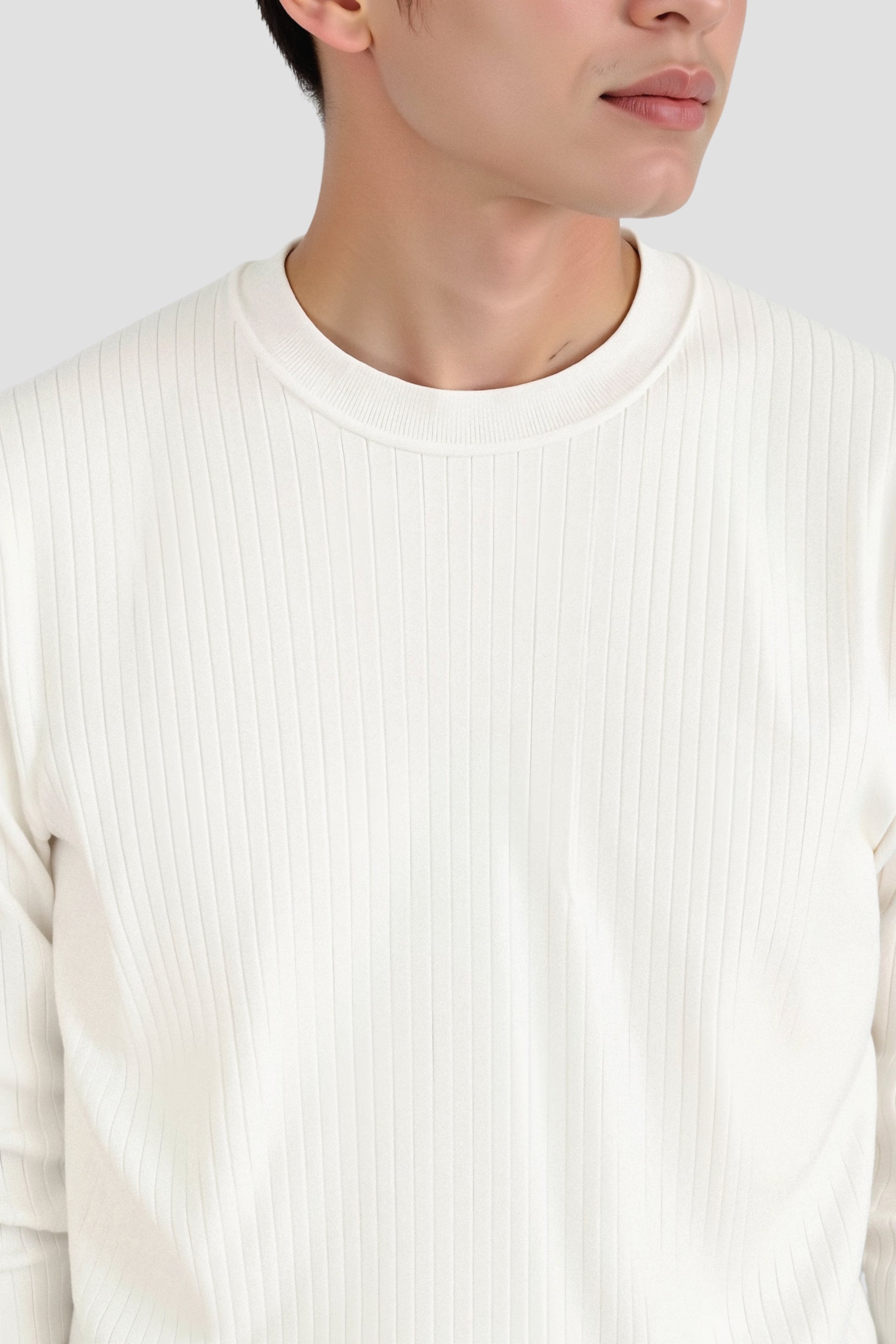 Men's Ribbed Long Sleeve Solid Knitted Sweater