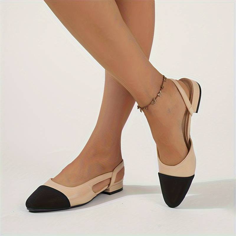Women's Contrast Color Elegant Ankle Strap Chunky Low Heel Shoes