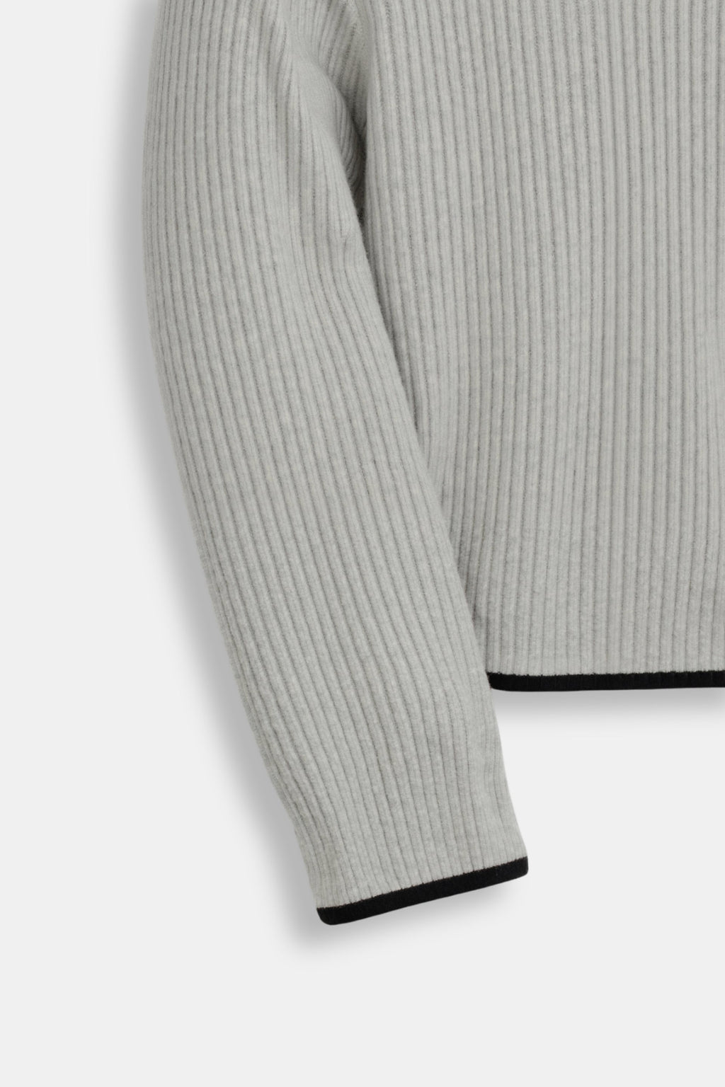 Contrast Trim Gray Label Neck Sweater