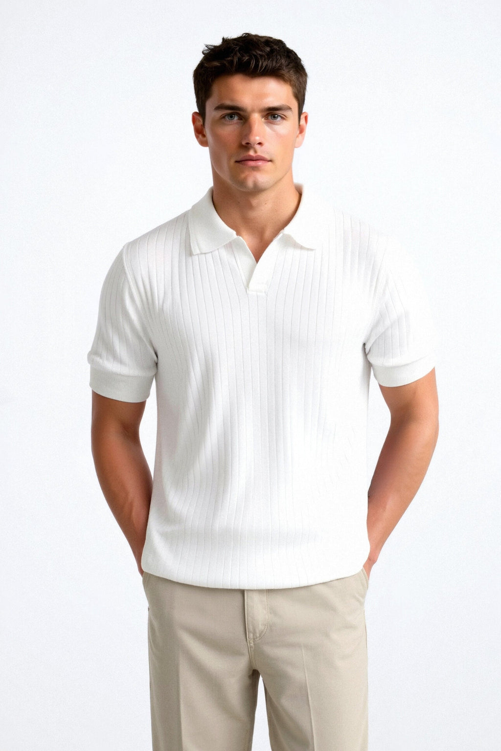 Stripe Pattern Breathable Polo T-Shirt