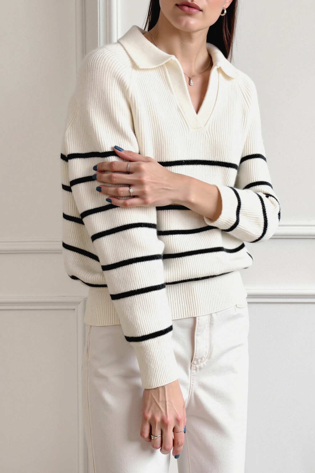 Classic Striped Raglan Sleeve Sweater
