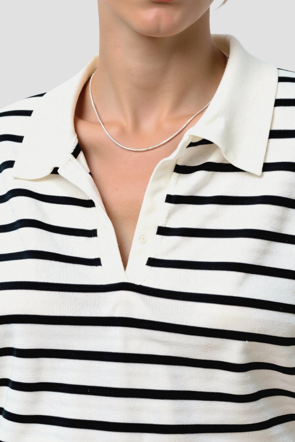 Versatile Striped Pattern Collared Top