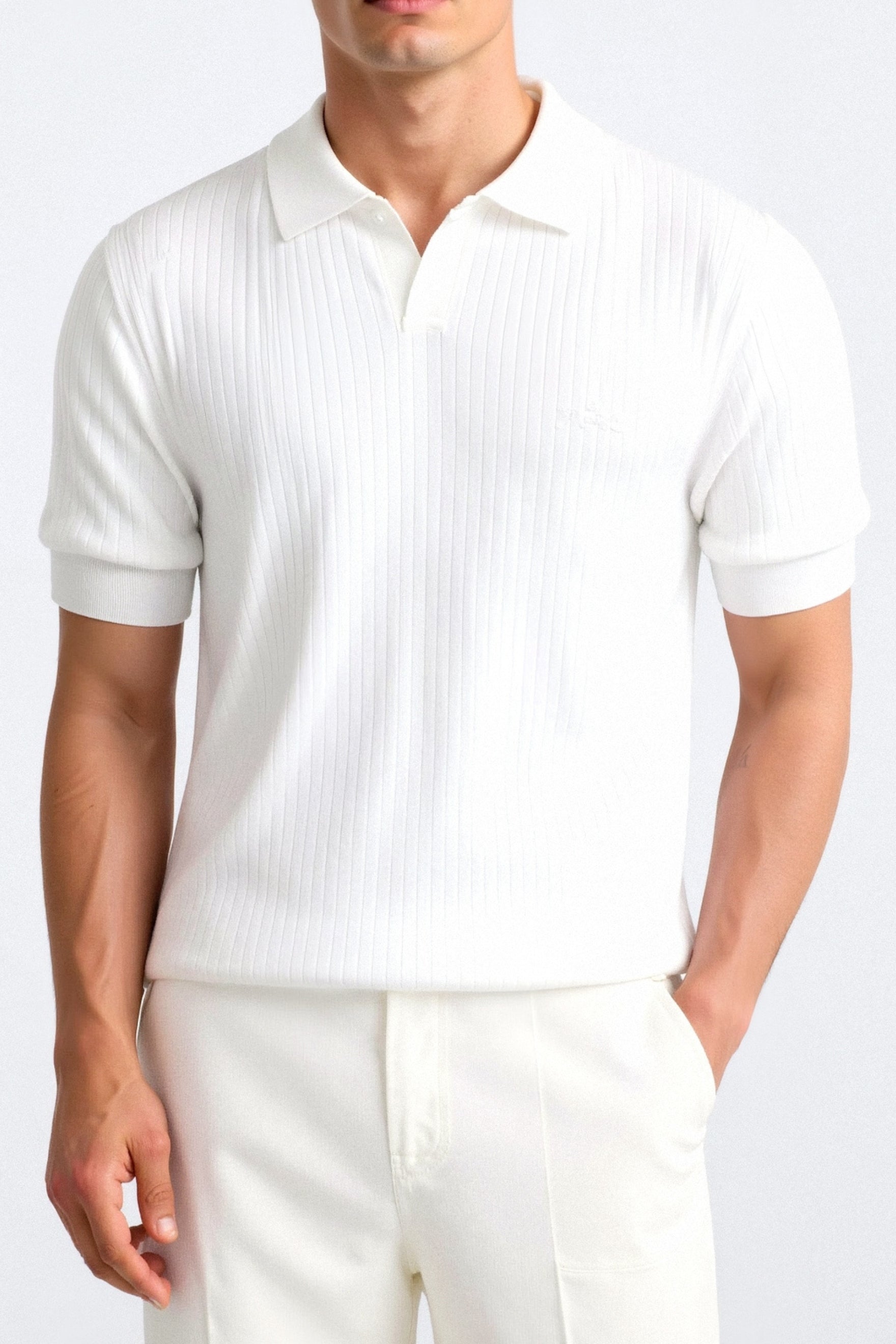 Stripe Pattern Breathable Polo T-Shirt