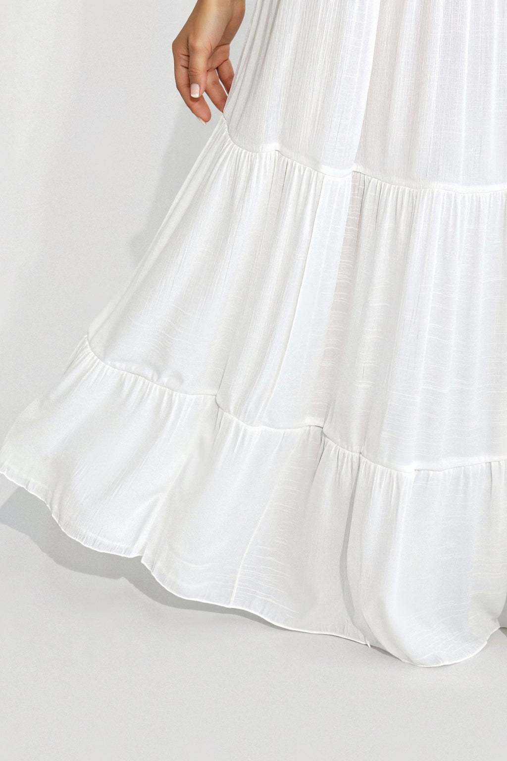 Solid Ruffle Hem Tie Skirt