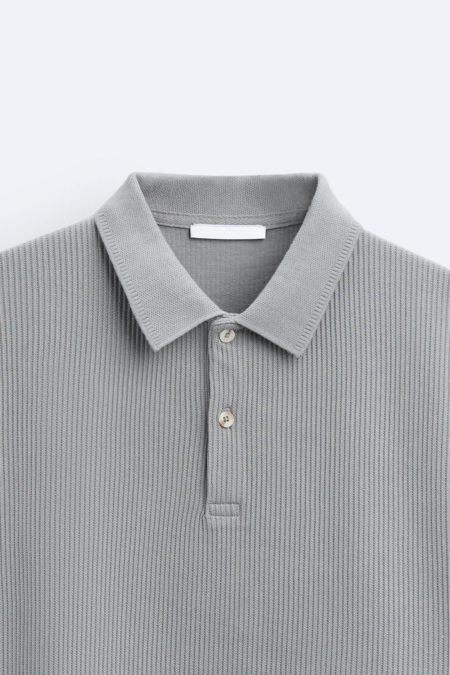 Textured Button Polo T-Shirt