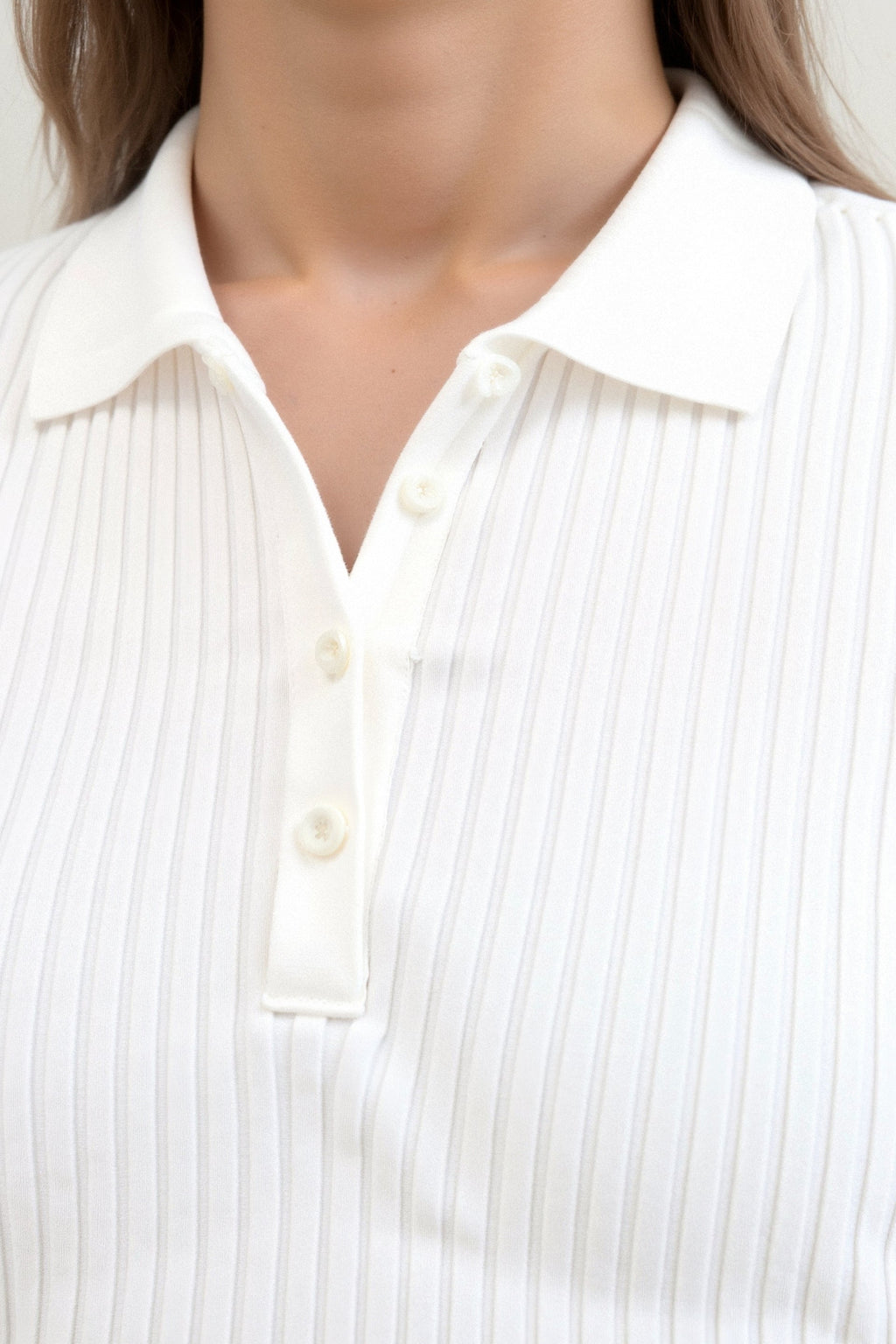 Premium Button Front V Neck Short Sleeve Slim Knit T-Shirt