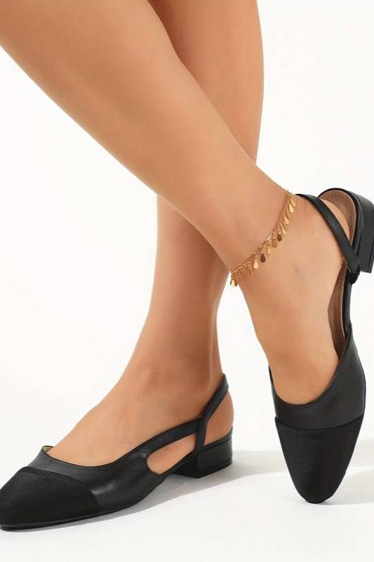 Women's Contrast Color Elegant Ankle Strap Chunky Low Heel Shoes