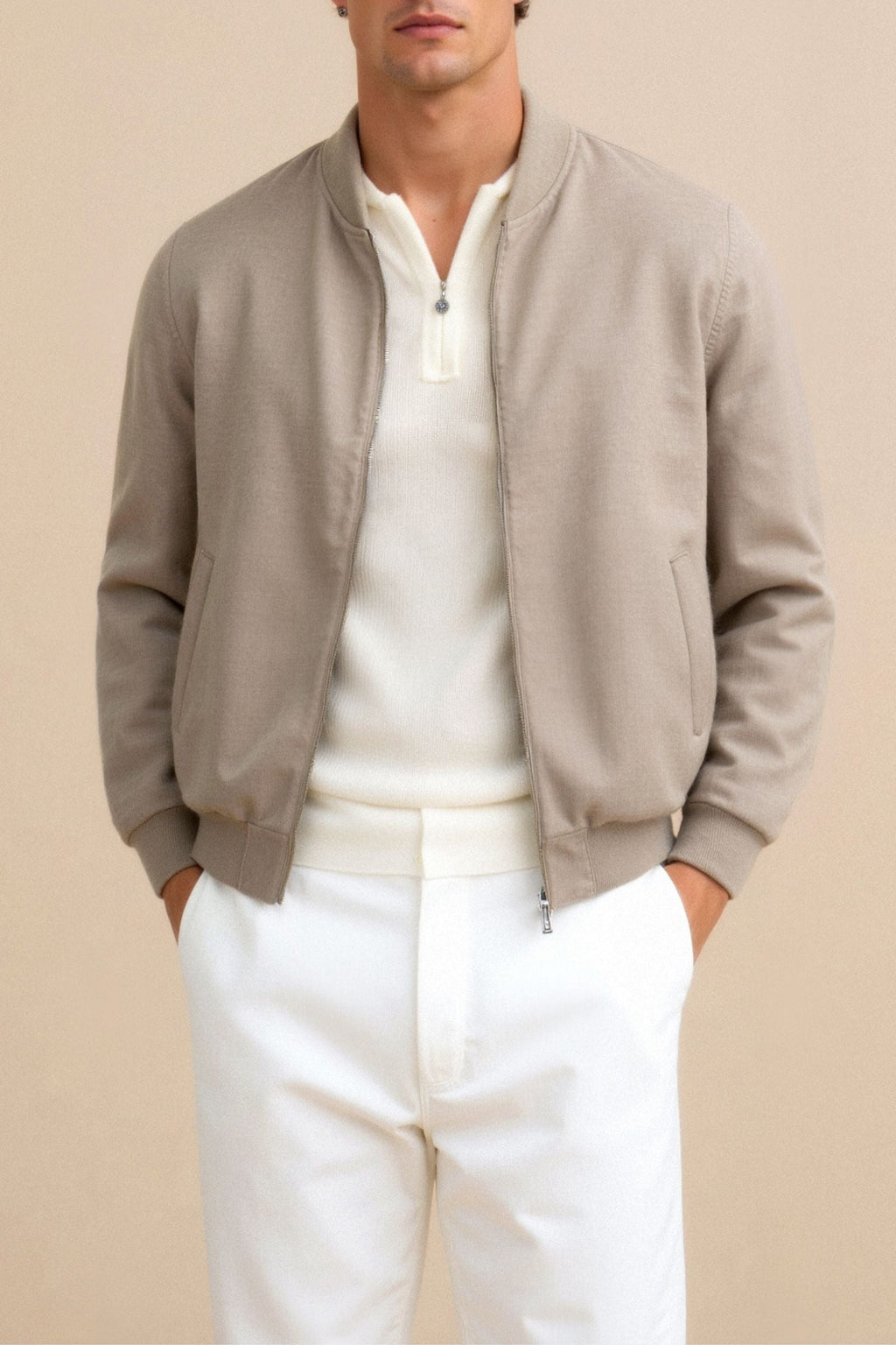 Quiet Luxury Slim Fit Bomber Jacket