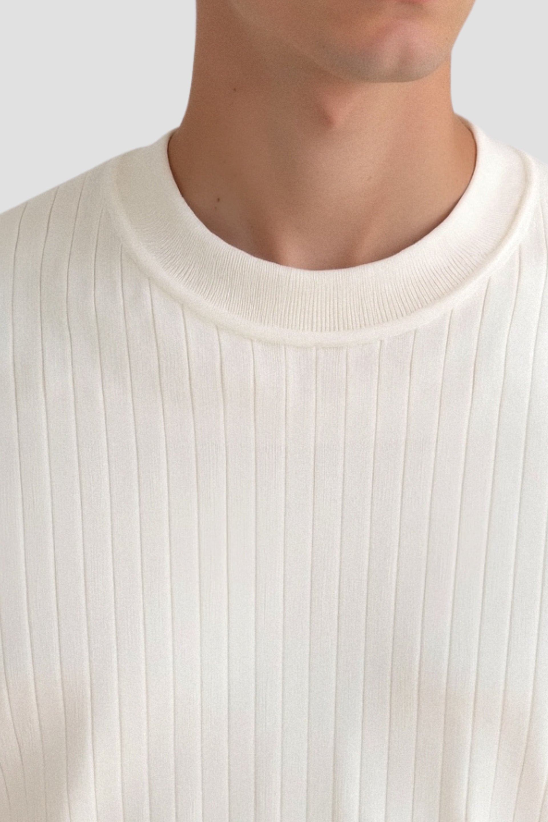 Men's Ribbed Long Sleeve Solid Knitted Sweater