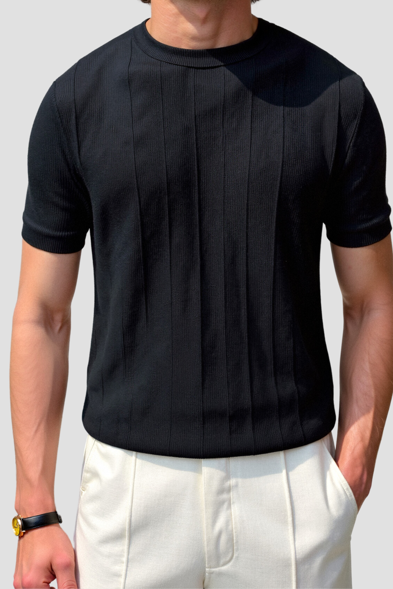 Classic Heavy O-Neck Striped T-Shirt