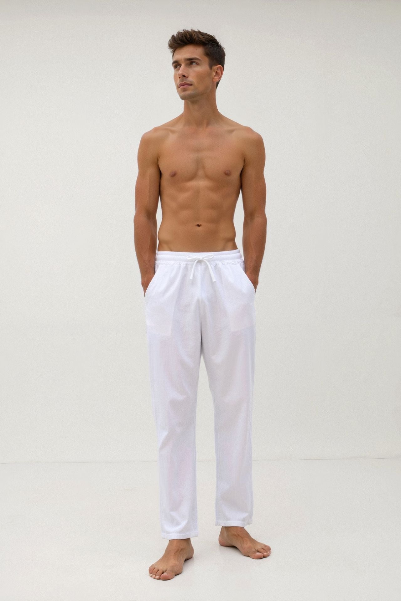 Cotton & Linen Blend Drawstring Pants
