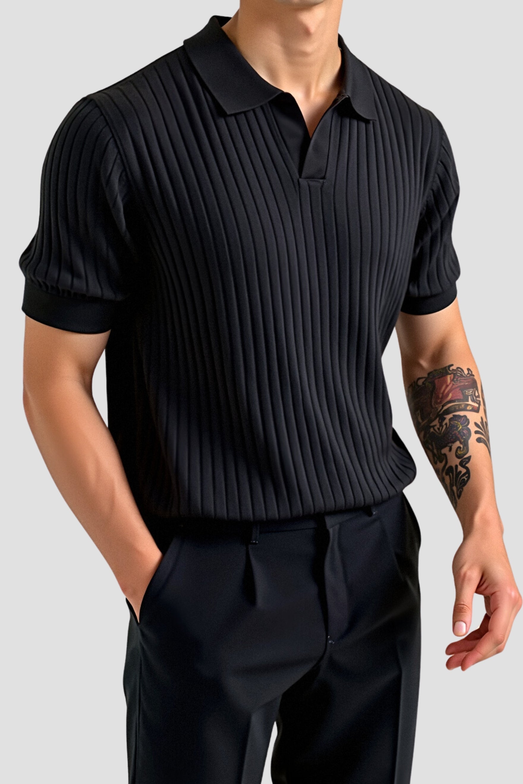 Stripe Pattern Breathable Polo T-Shirt