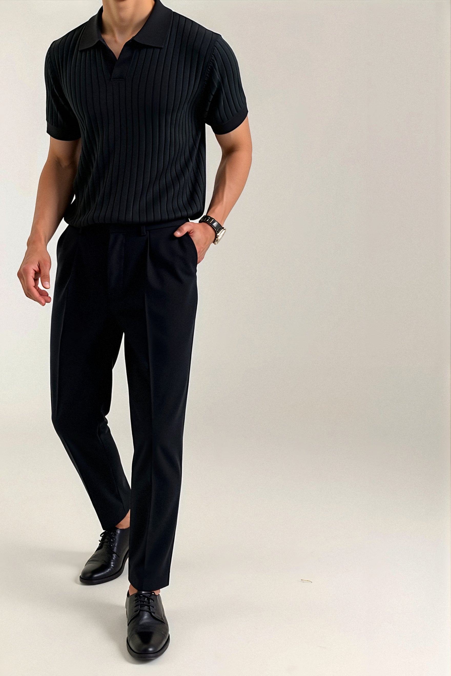 Stripe Pattern Breathable Polo T-Shirt