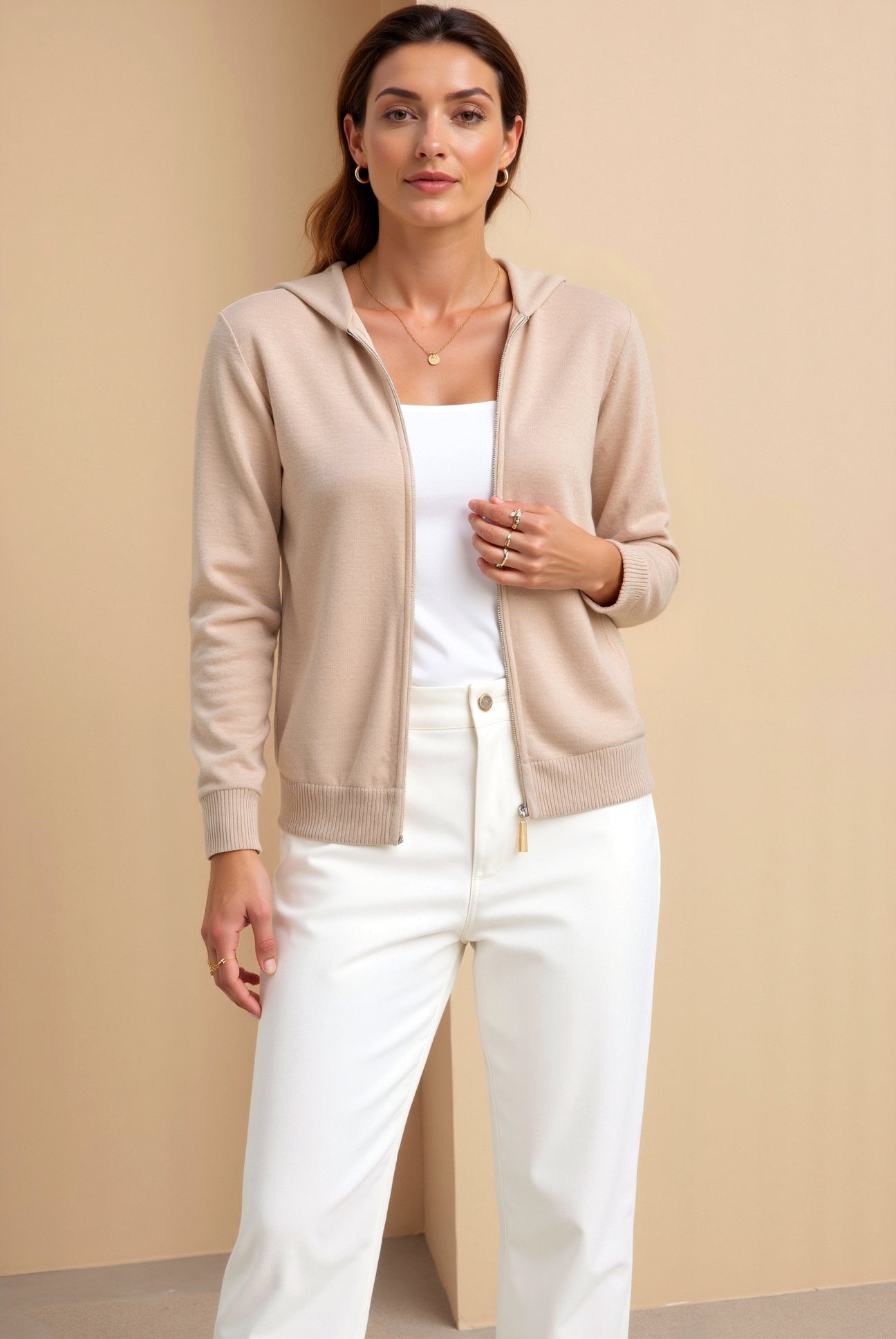 Women Hooded Zip Sweater