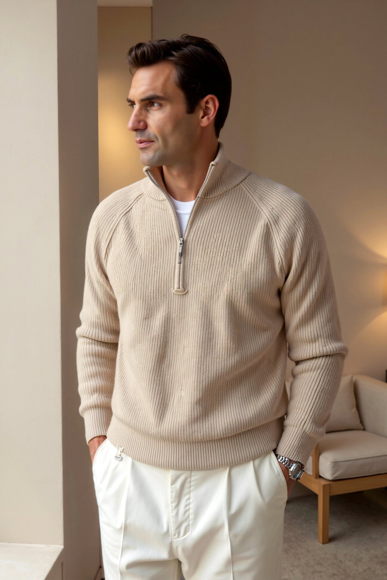 Men's Solid Thick Elegant Knitted Sweater