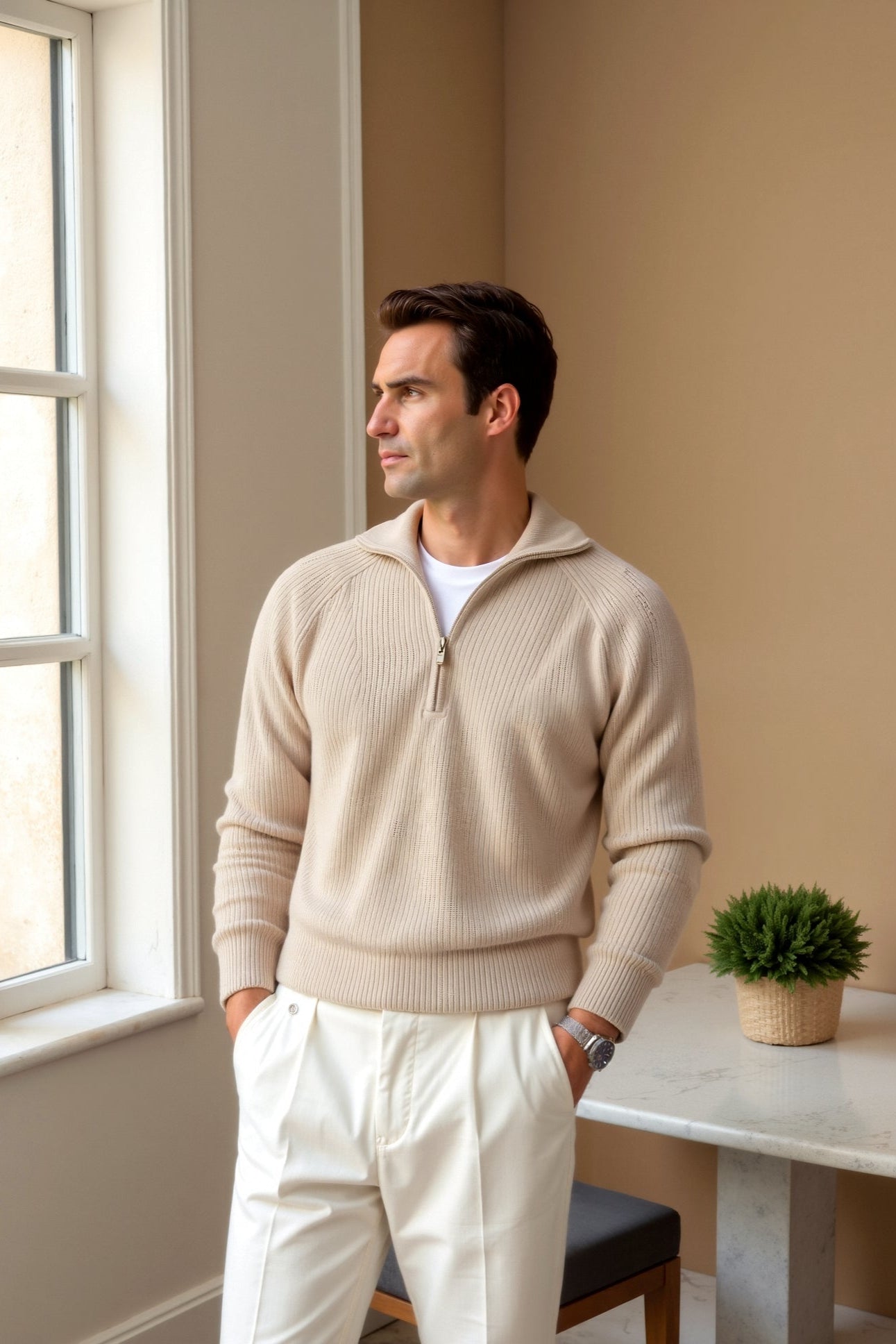 Men's Solid Thick Elegant Knitted Sweater