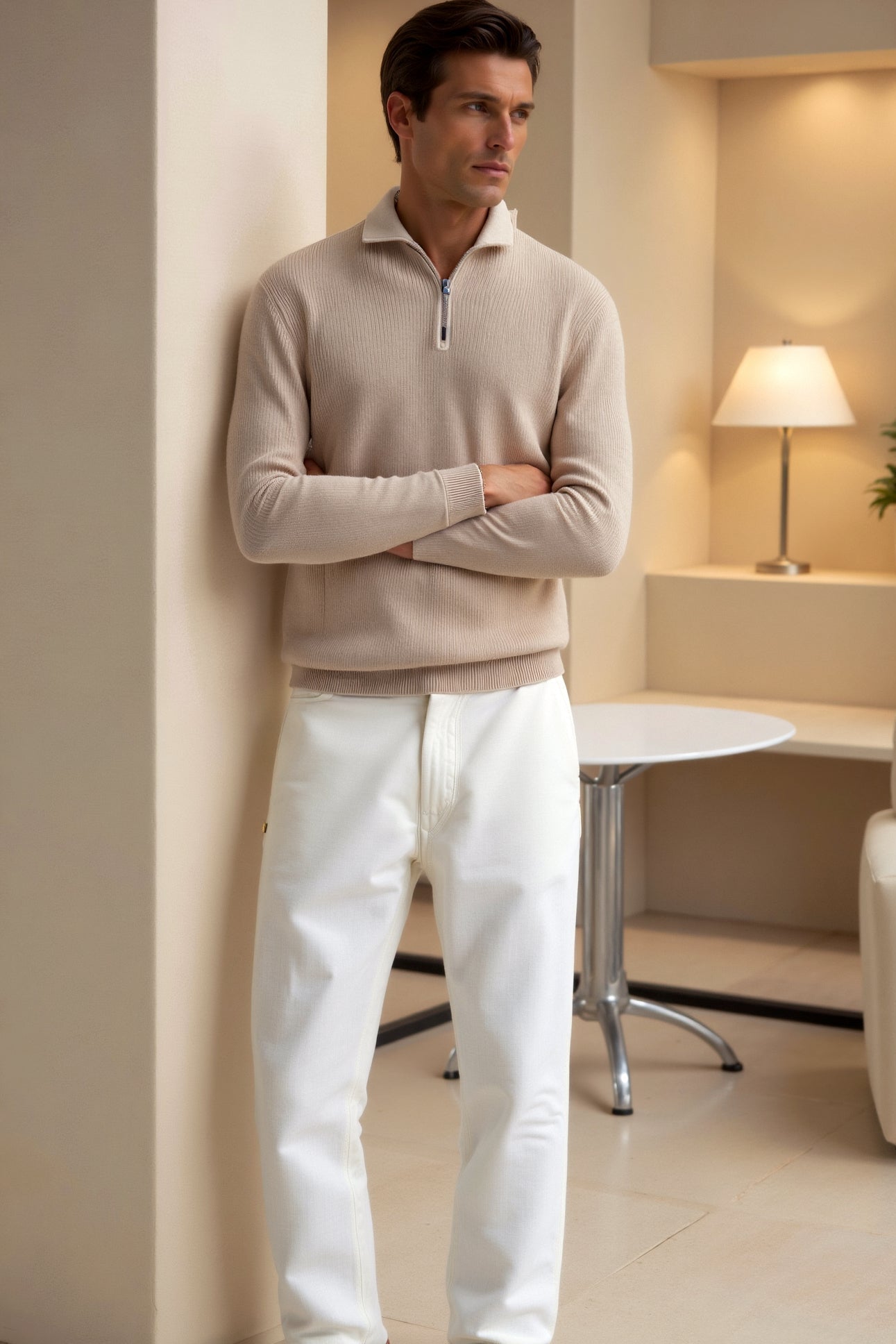 Classic Knitted Wool Zip Sweater