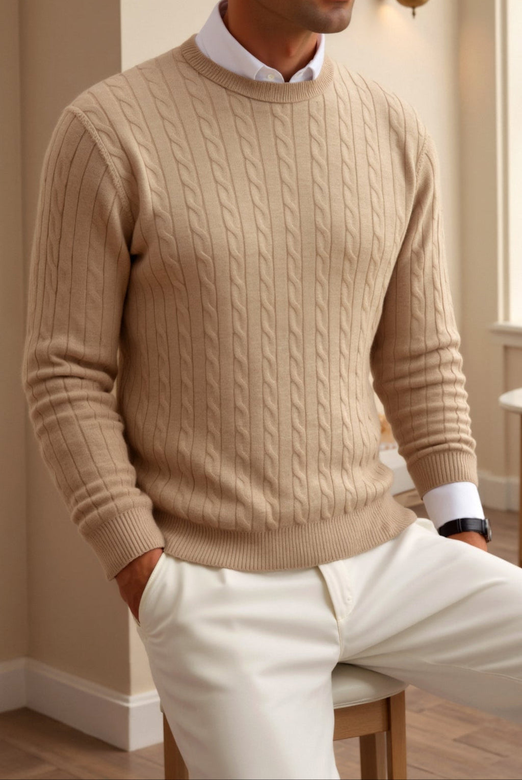Premium O-neck Cable Knitted Pullover