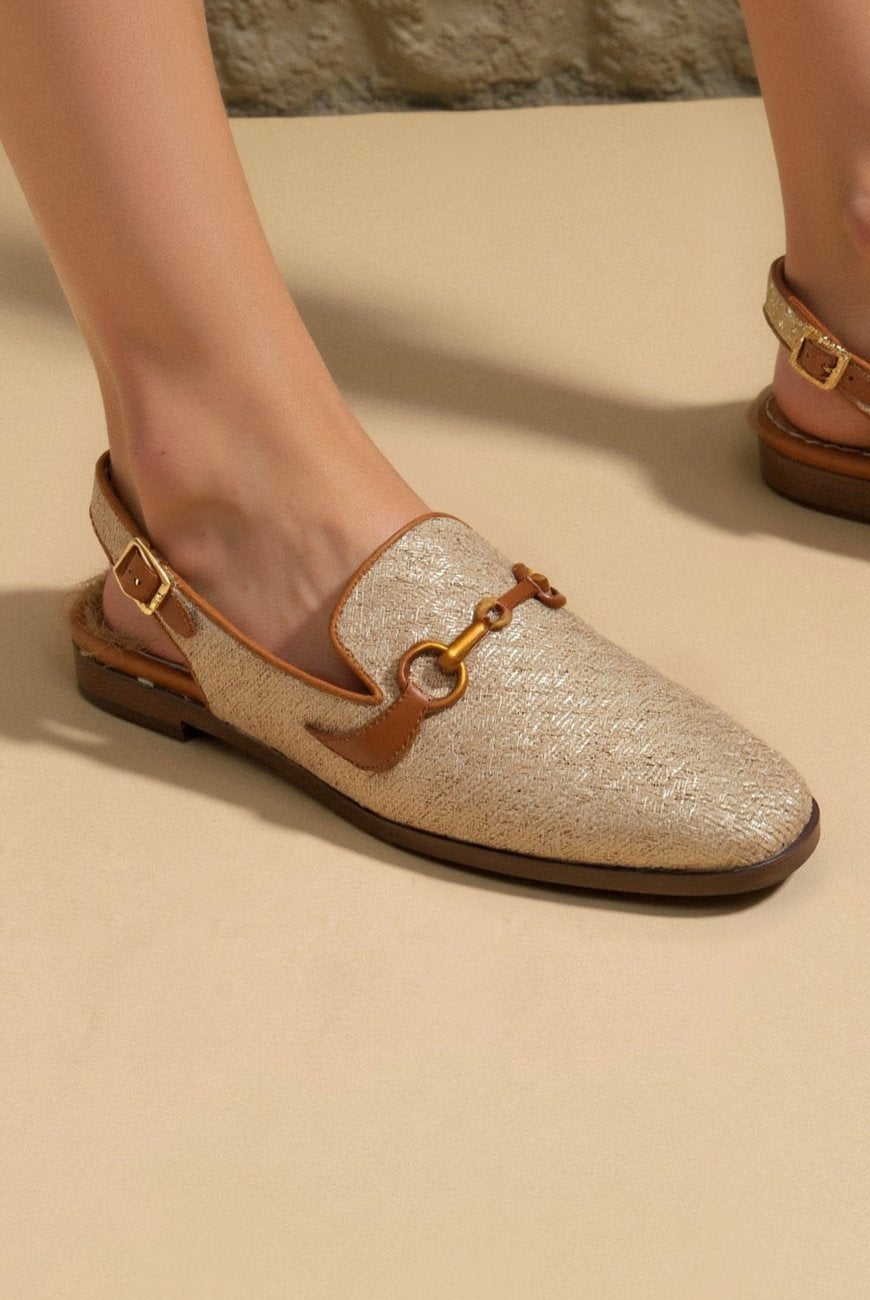 Women's Metallic Buckle Chic Decor Flat Sandals