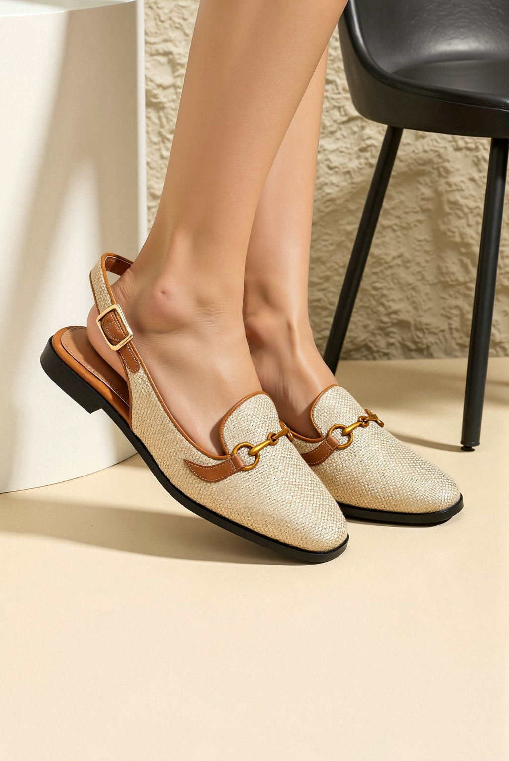 Women's Metallic Buckle Chic Decor Flat Sandals