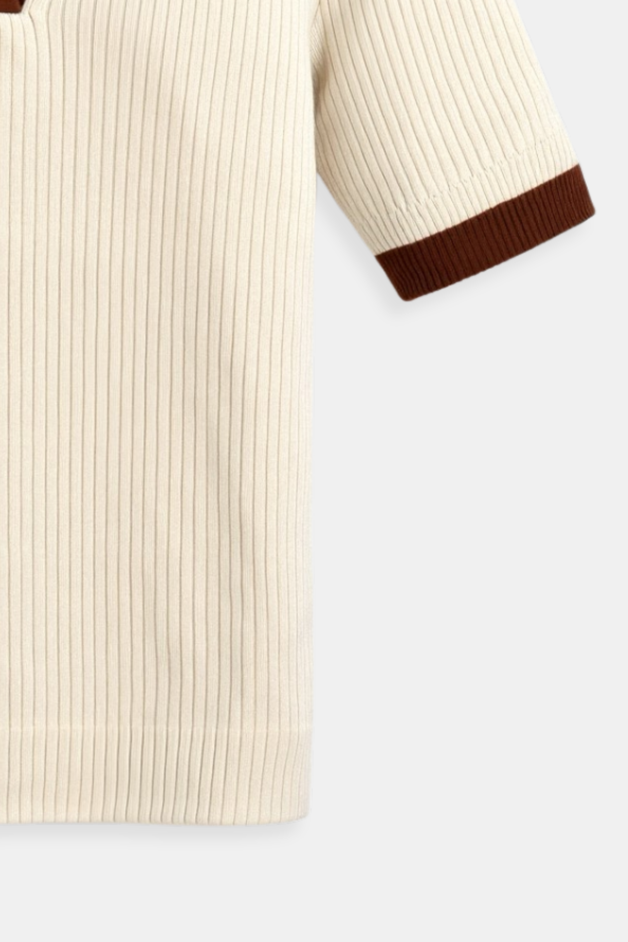 Casual Polo Color Block Notched Collar Knitted Top