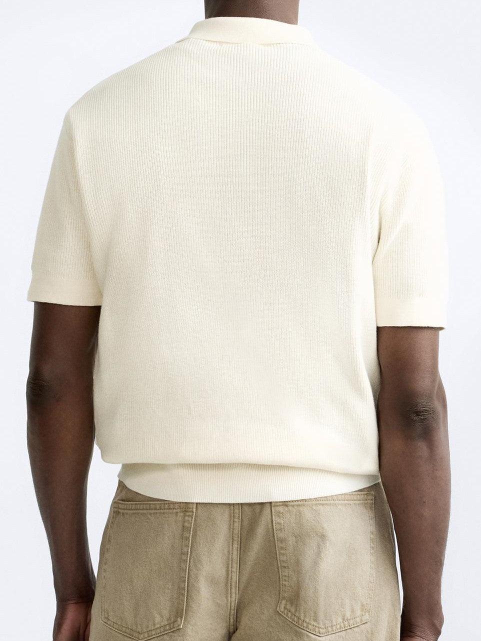 Knitted Short Sleeve Polo Zip T-Shirt