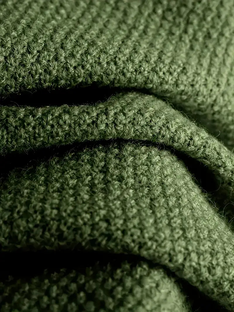 MID-SEASON SET - SOFT KNIT U-NECK SWEATER  & WIDE-LEG PANTS GREEN