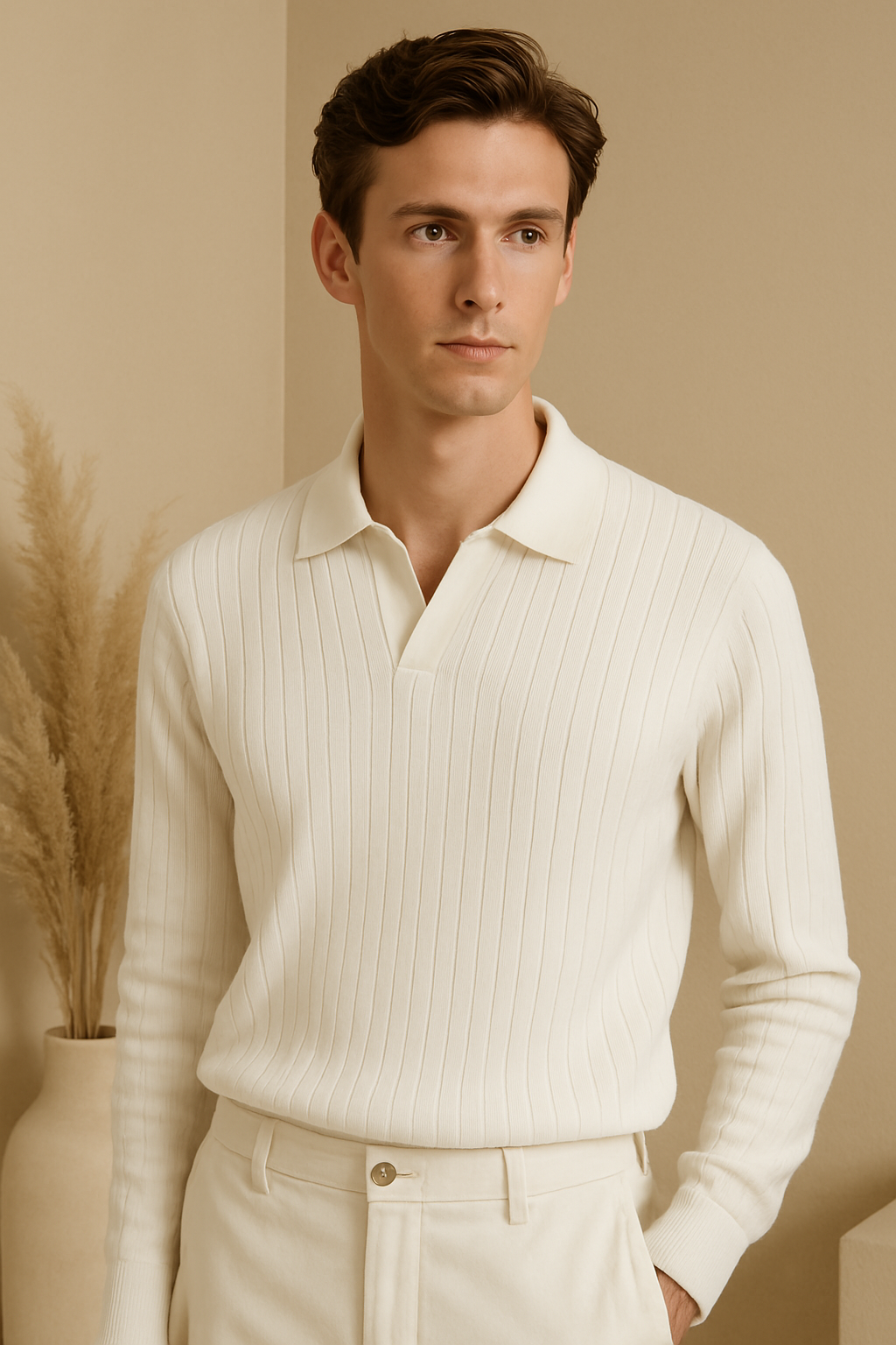 Striped Long Sleeve Polo T-Shirt