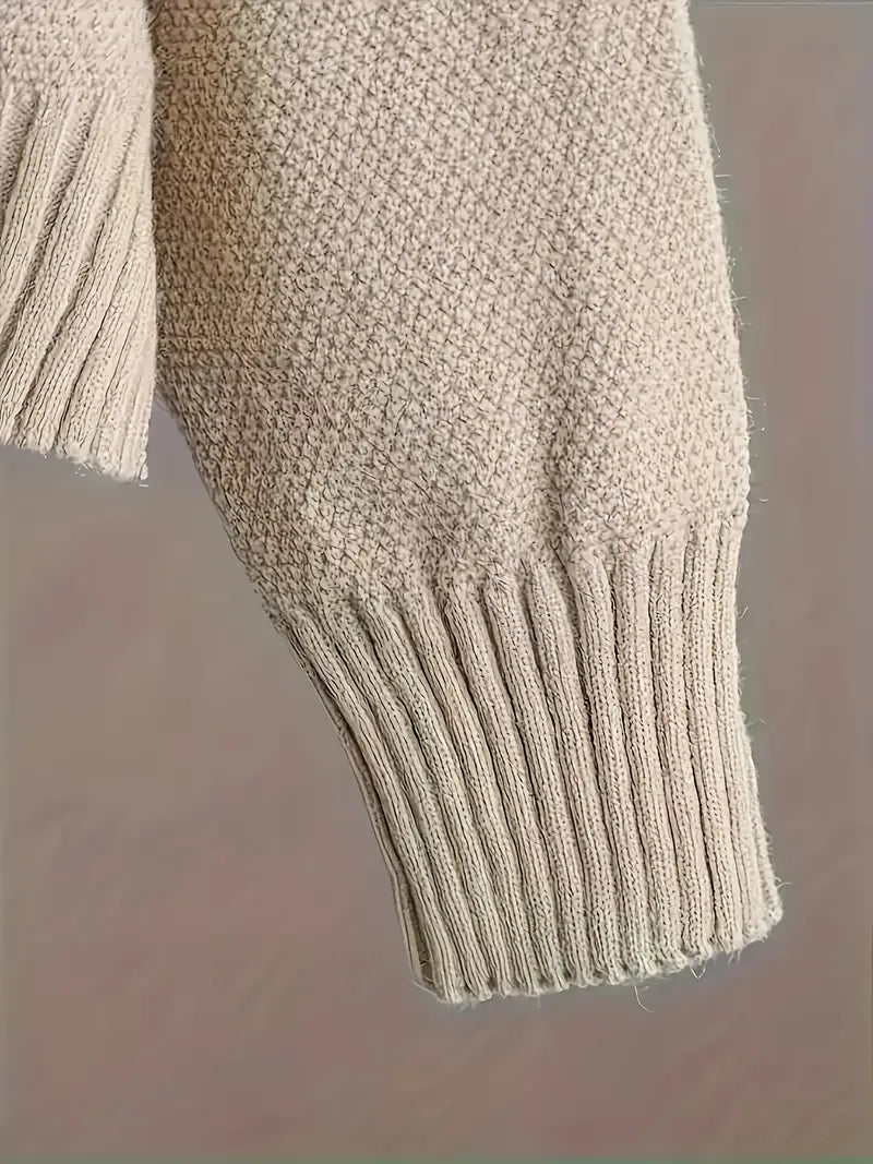 MID-SEASON SET - SOFT KNIT U-NECK SWEATER  & WIDE-LEG PANTS KHAKI