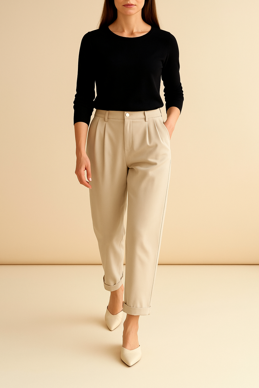 Casual High Waist Solid Button Straight Leg Pants