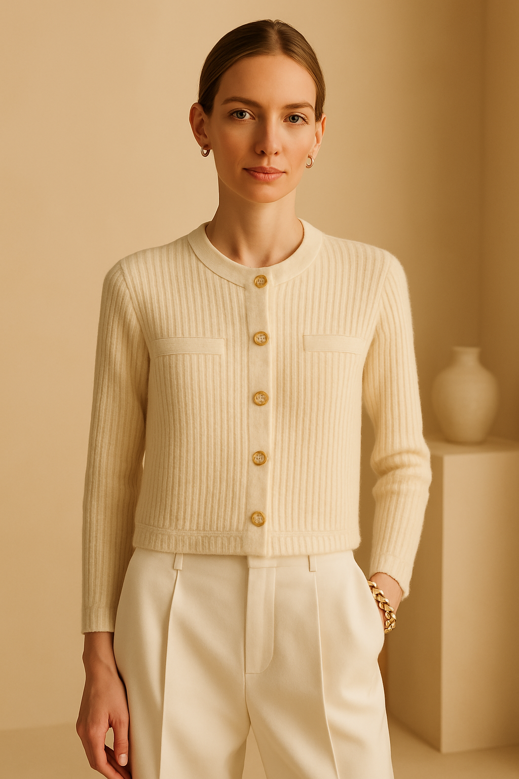 Knitted Woolen Button Sweater